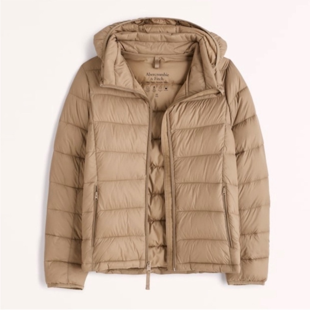 Abercrombie & Fitch Lightweight Packable Puffer Jacket Removable Hood Zip Small